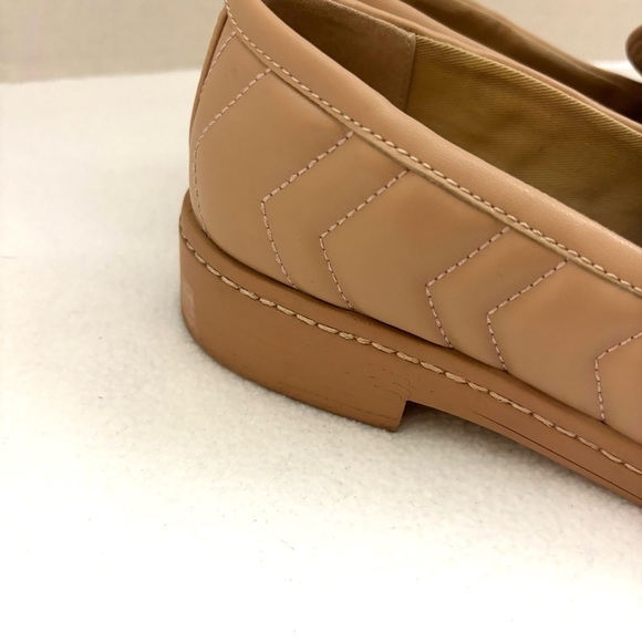 Aldo Tan Quilted W/ Gold Buckle Almond Toe Comfort Loafer Shoe (8) - Picture 4 of 12
